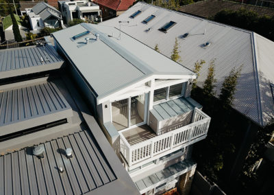 Colorbond corrugated roof and Rheinzink stand seam